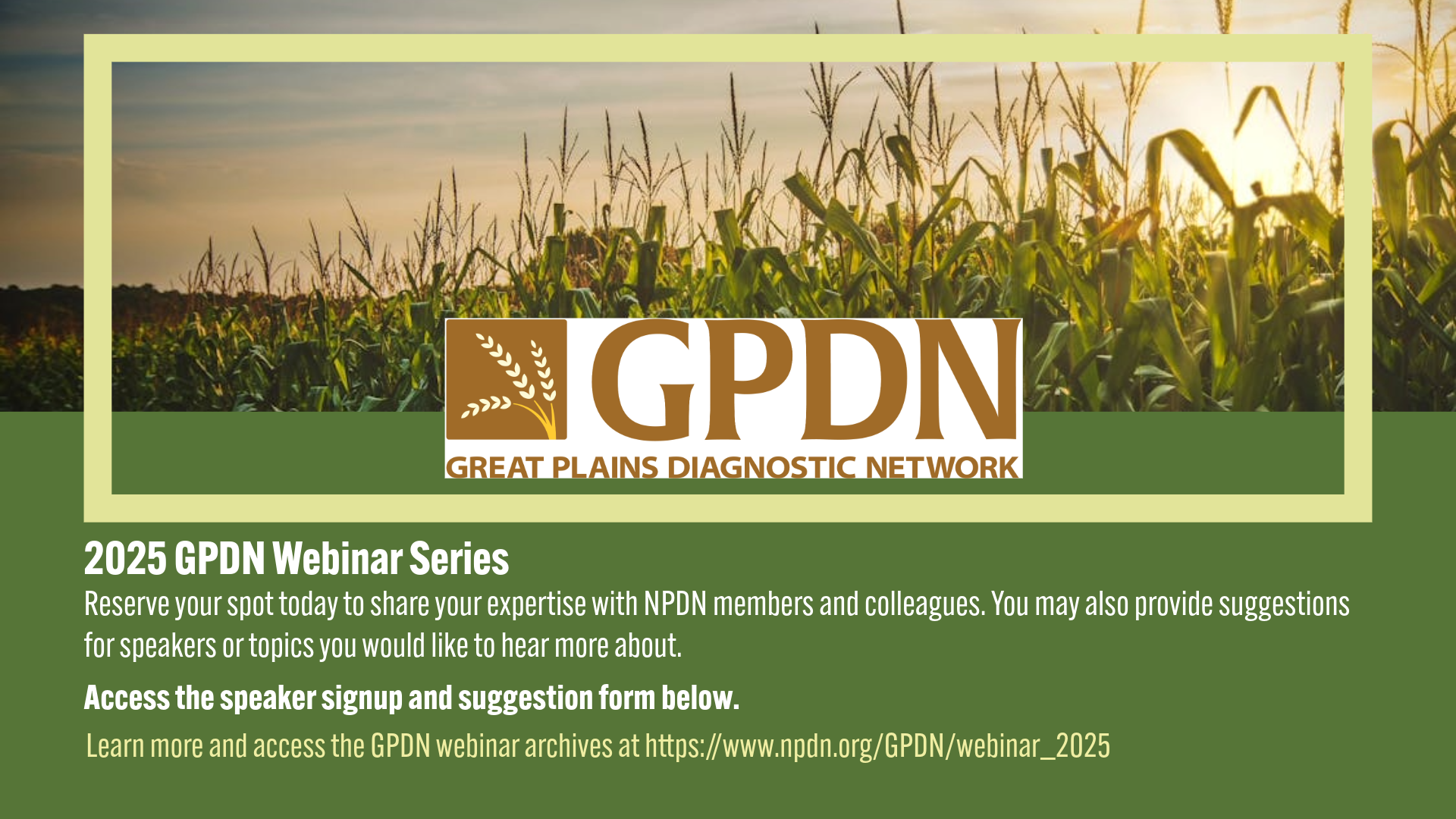 Infographic banner stating "2025 GPDN Webinar Series"